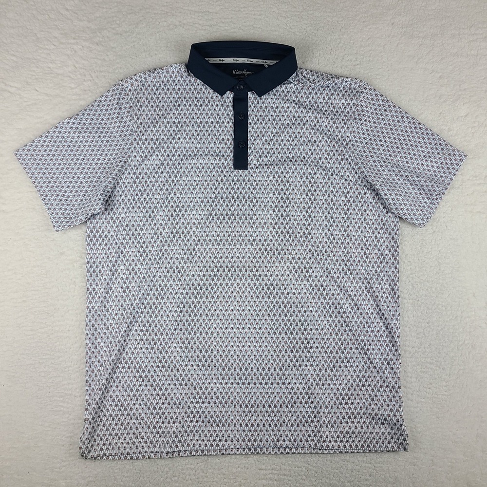 Walter Hagen Polo Shirt Mens XL Blue White Bottles Performance Golf Majors 11